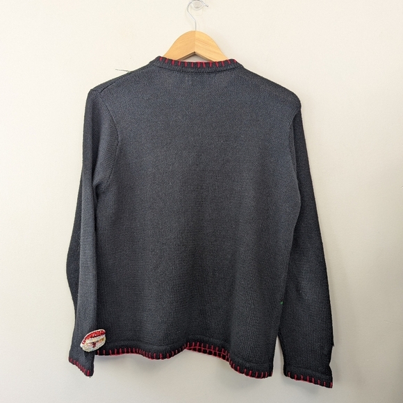 Vintage 90s Sequin Button Christmas Sweater Ugly Christmas Teacher Retro - Picture 4 of 12